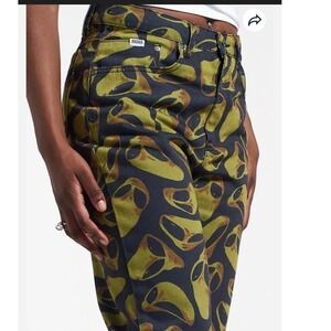 Y2K RAGGED JEANS Women's Alien Print Straight Leg Denim Jeans Size 26